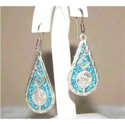 AntiqueTribal Face Turquoise Sterling Earrings #941193