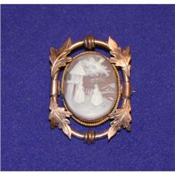 Rare Antique Biblical 10K Gold Cameo Brooch #941195