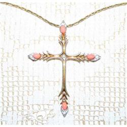 Signed Jomaz Rhinestone Vintage Cross Necklace #941196