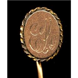 Stick Pin Gold Oval EH Initials Rope Border #941905