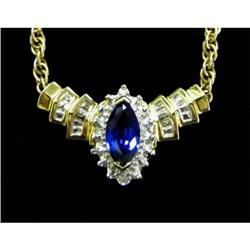 Estate Marquis Sapphire & Diamond necklace gold #942033