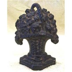 1920-30s CAST IRON FLOWER BASKET DOORSTOP #942069