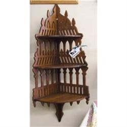 MID 1800s HAND PLANNED WOOD THREE SHELF CORNER #942073