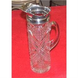 ORNATE PRESSED GLASS AND SILVER TANKARD LATE #942083
