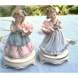 PAIR OF PORCELAIN LEGO JAPAN DOLL NIGHT LIGHTS #942148