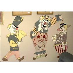 SET OF 3 HANDPAINTED WOOD WALL DECOR CLOWNS #942169