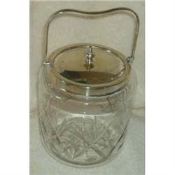 Biscuit Barrel Crystal and Silver plate #942348