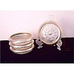 4 Glass Coaster w/Silver Plated  Band #942601