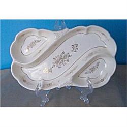 Three Section Relish Dish w/ gold trim hand #942614