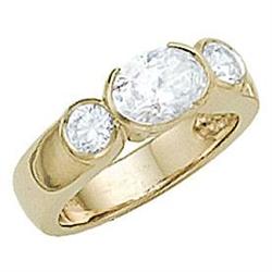 4 carat G VS1 diamond ring oval cut three stone #942666