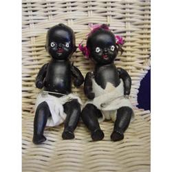 1940's BISQUE TWIN PICKANINNY BABIES, ORIGINAL, #942739