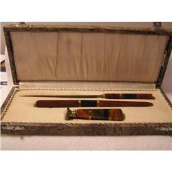 TIGEREYE/CARNELIAN COLOR BAKELITE DESK SET IN #942750