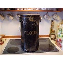 Tin flour can; Holds 25 lbs. of flour #942759