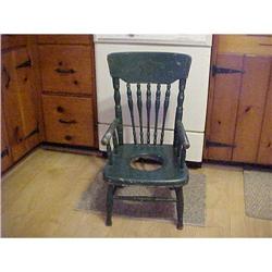 Potty Chair, oak pressed  design back,green #942778