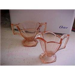 Heisey, pink, creamer and sugar #942840