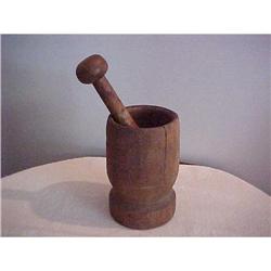 Mortar & Pestle, wood base #942866
