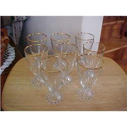 Water Goblets, set of 8;  6 oz. - gold rim; #942943
