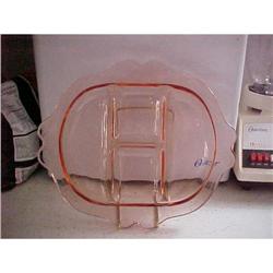 Depression glass pink relish divided (4) #943055