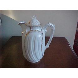 Chocolate Pot, gold overlay on white base; 9" #943070