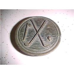 golf Ball Buckle,Embossed w/ crossed golf clubs #943097