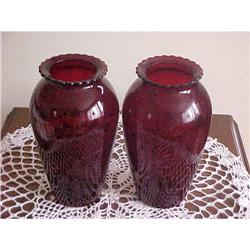 Ruby Vases (2); Anchor Hocking #943124