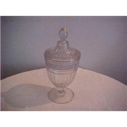 Pressed glass candy compote, rib pattern;  #943134