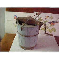 Ice Cream Maker, Hand Crank,wooden bucket #943170