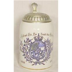 Ceramic Bavarian Beer Stein with Pewter Lid #943212