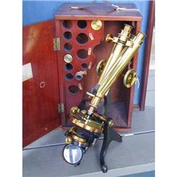 ANTIQUE BINOCULAR MICROSCOPE #951354