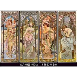 4 MUCHA ART NOUVEAU POSTERS "4 TIMES OF DAY" #951419