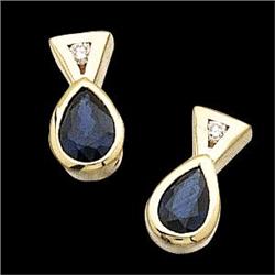  14k  Gold Earrings SAPPHIRE w DIAMOND #951429