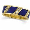 Image 1 : 18k Gold  WEDDING BAND BLUE ENAMEL  DIAMONDS #951433