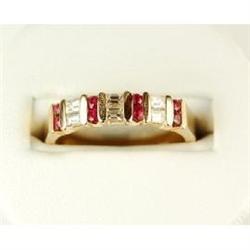 14k GOLD RUBY DIAMOND WEDDING BAND #951445