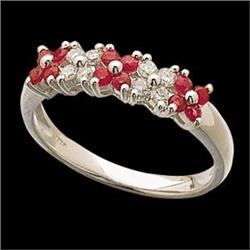 14K GOLD  RUBY  DIAMOND WEDDING BAND #951453