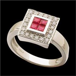 14K WHITE GOLD RUBY DIAMOND RING #951454