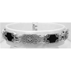 ANTIQUE FILIGREE BRACELET ONYX DIAMOND #951458