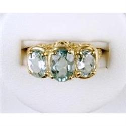 ANTIQUE 14K GOLD RING   3 AQUAMARINES!  #951465