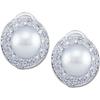 WhiteGold Earrings PEARL w DIAMONDS Around #951467