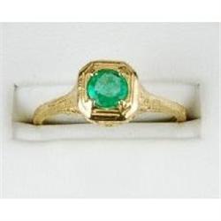 ANTIQUE 14K GOLD  EMERALD RING   .40 CARATS! #951480