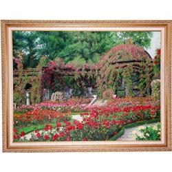 ORIG. OIL PAINTING OF ENGLISH ROSE GARDEN WITH #951545