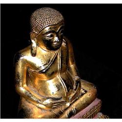 ANTIQUE GILT BRONZE THAI SEATED BUDDHA #951555