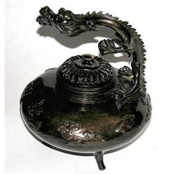 ANTIQUE JAPANESE DRAGON BRONZE CENSER #951560