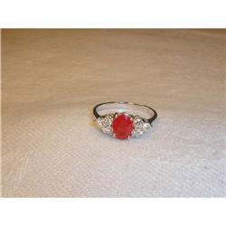 Delicate Estate 14K WG Gold Ruby Diamond Ring #951707