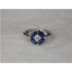 Estate 14K WG Gold Sapphire Diamond Floral Ring #951728