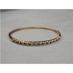 Estate 14K YG Gold Sapphire Bangle Bracelet #951731