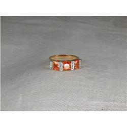 Estate 14K YG Blood Orange Citrine Diamond Ring #951732