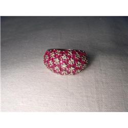 Estate 14K WG Gold Ruby Diamond Band Ring #951754