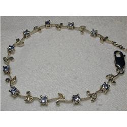 Estate 14K WG Diamond Tanzanite Floral Bracelet #951760