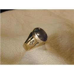 Estate 14K WG Diamond Star Sapphire Mens Ring #951769