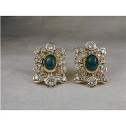 Estate 18K Platinum Emerald Diamond Earrings #951783
